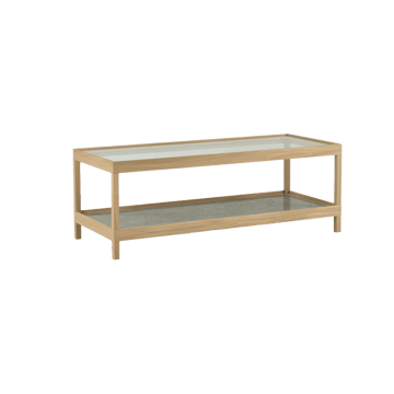 Ima-sohvapöytä 125x50 cm - Valkoinen pigmenttimaalattu tammi, kalkkikivi - Mavis