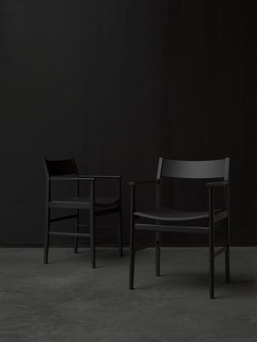 Siza käsinojatuoli - Musta laseroitu saarni nahkasohva istuin - Mavis