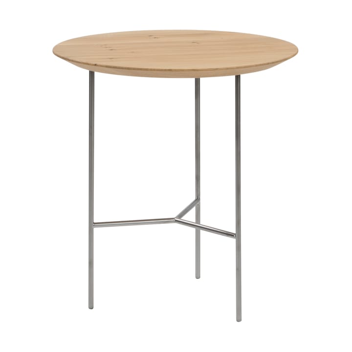 Tribeca sivupöytä - lakattu tammi, satiinikromiset jalat, ø47 cm - Mavis