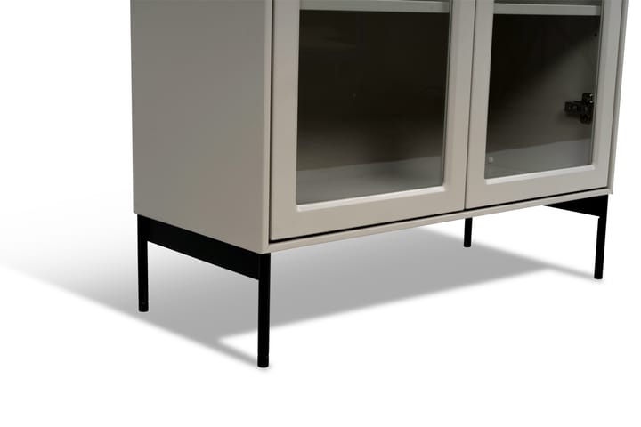 Volt vitriinikaappi 130 cm beige, Yksityiskohdat mustassa Mavis