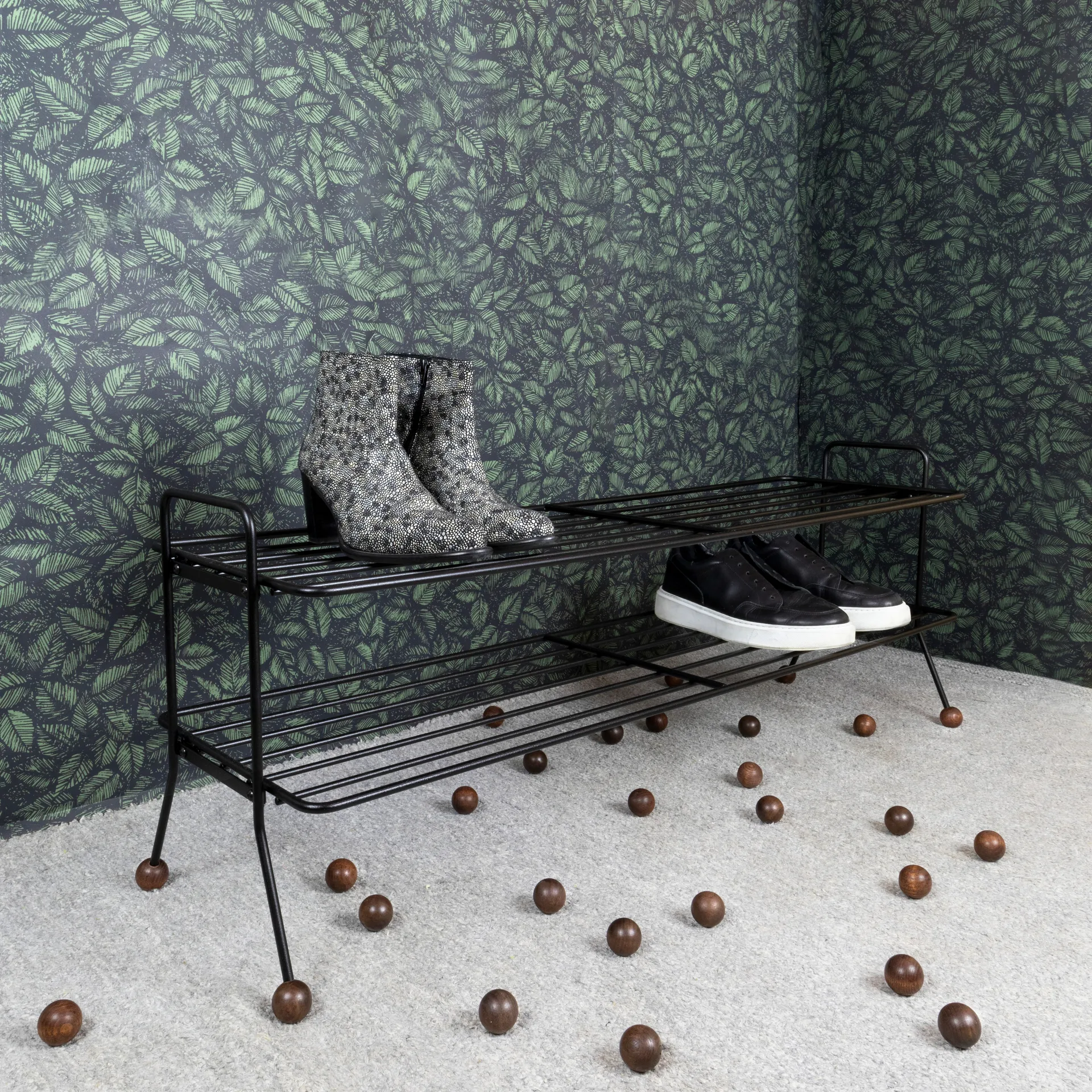 Bill Shoe Shelf L, Musta-tummanruskea Maze