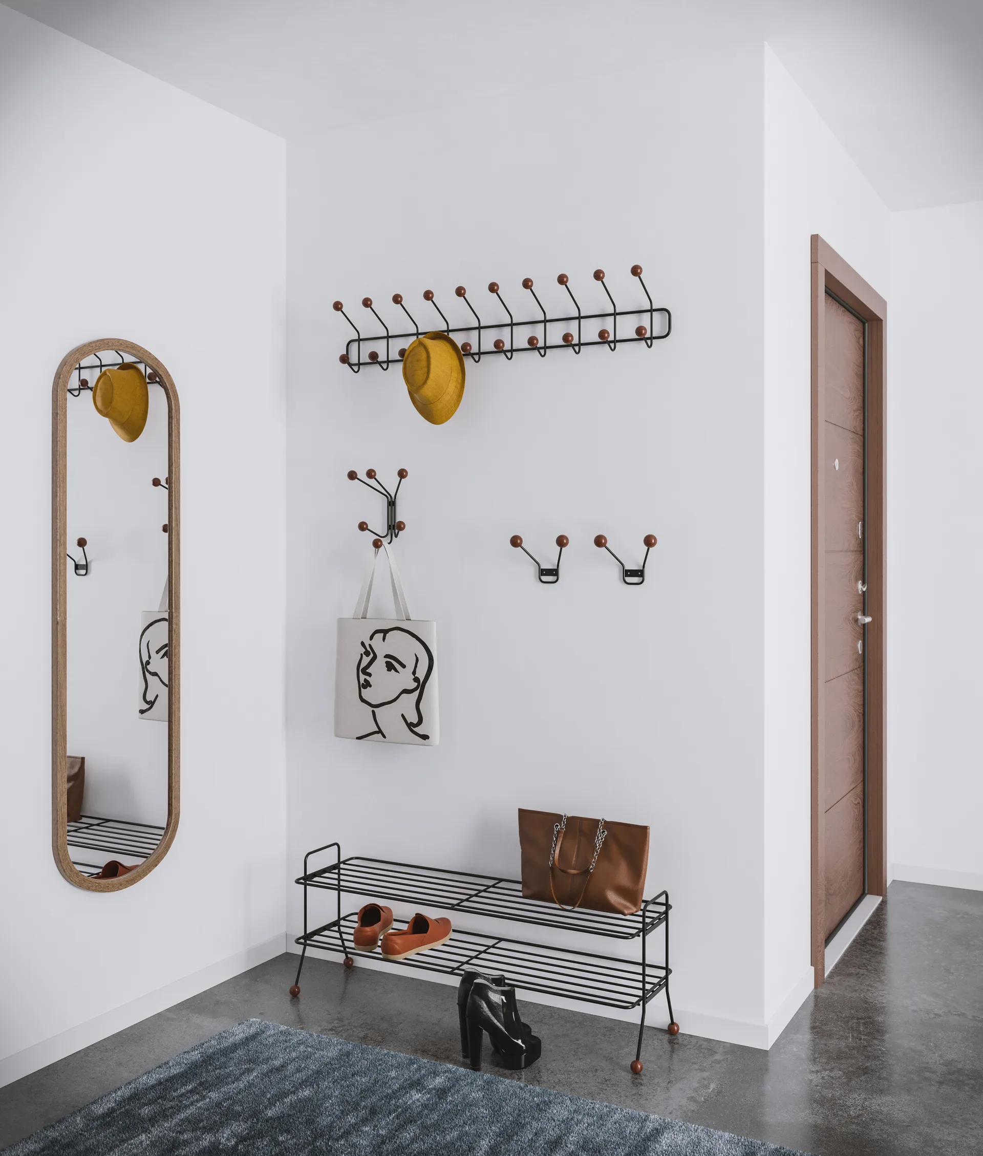 Bill Shoe Shelf L, Musta-tummanruskea Maze