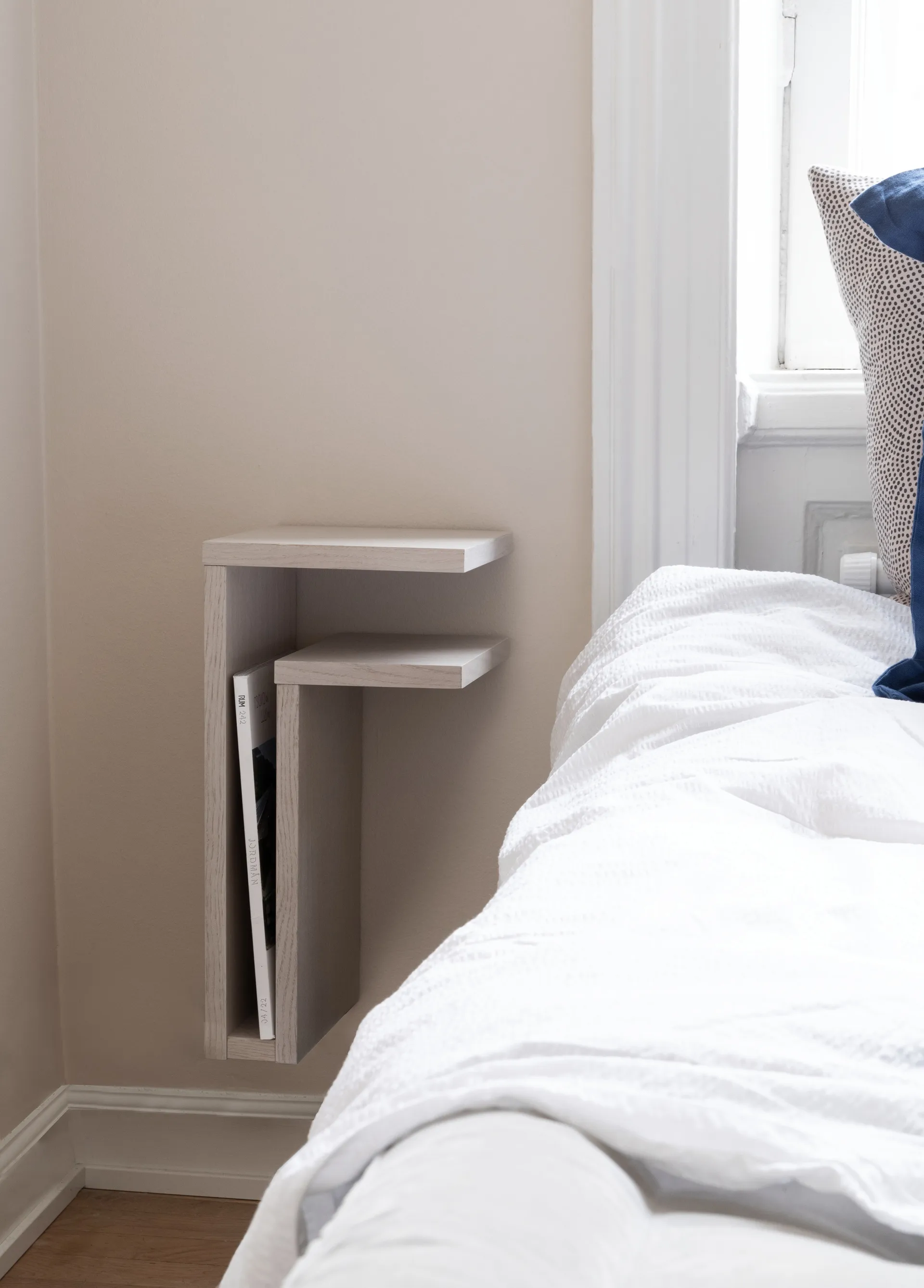 F-shelf seinähylly valkoinen tammi oikea + vasen 2 osaa 2 osaa,  Maze