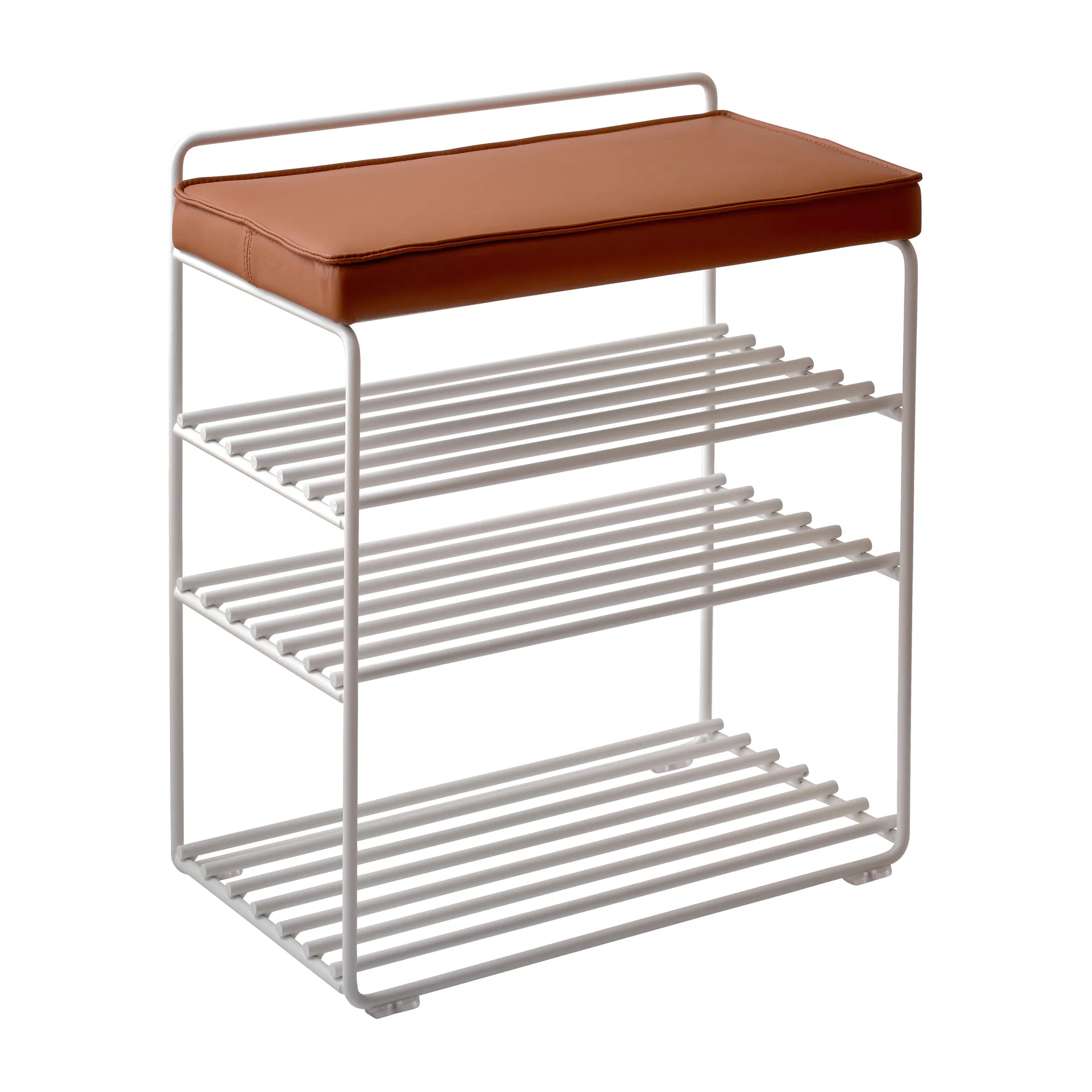 Lower East Seat hylly-rahi 50 x 28 x 58 cm, White-cognac leather Maze