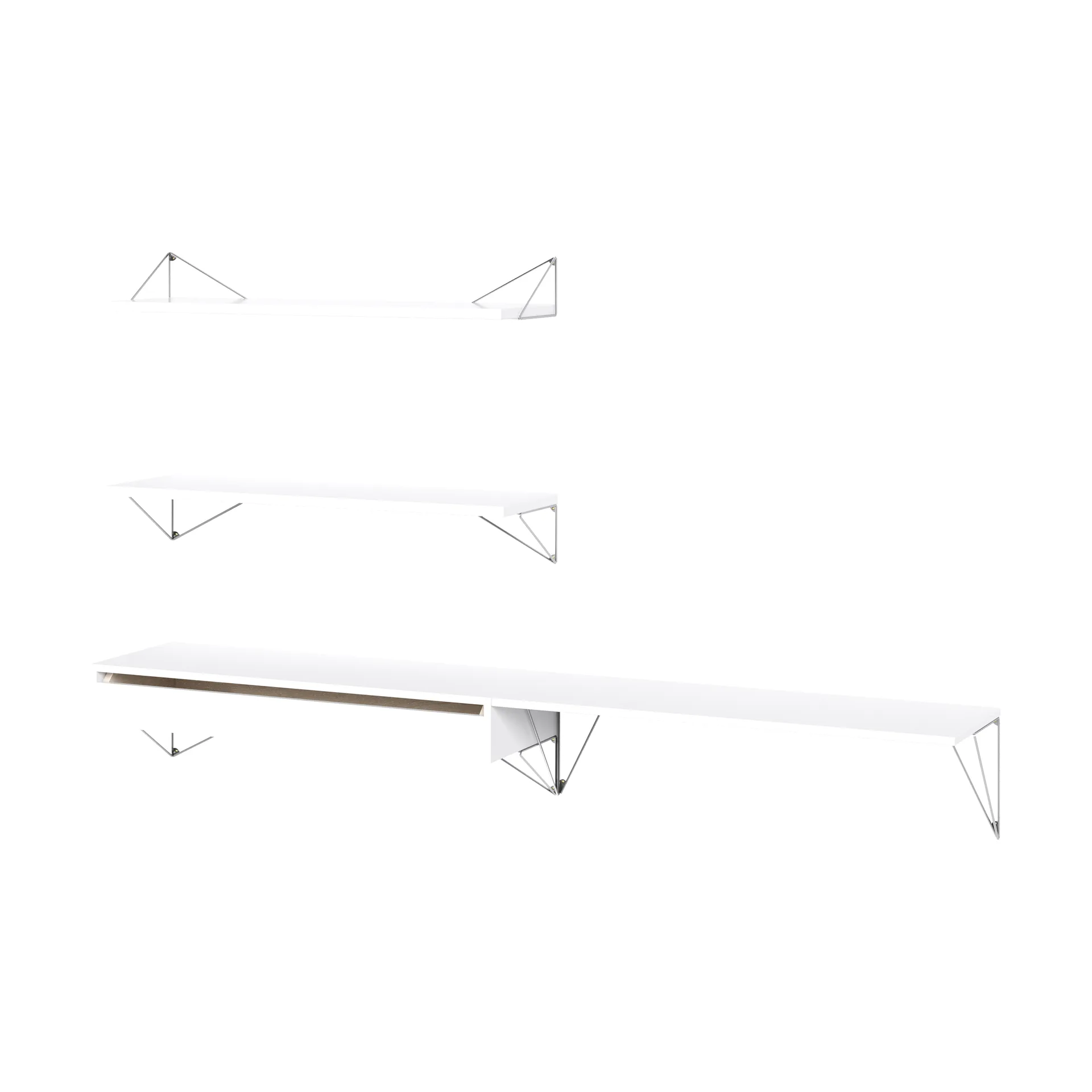 Pythagoras Bundle D hyllyjärjestelmä valkoinen-kromi Maze