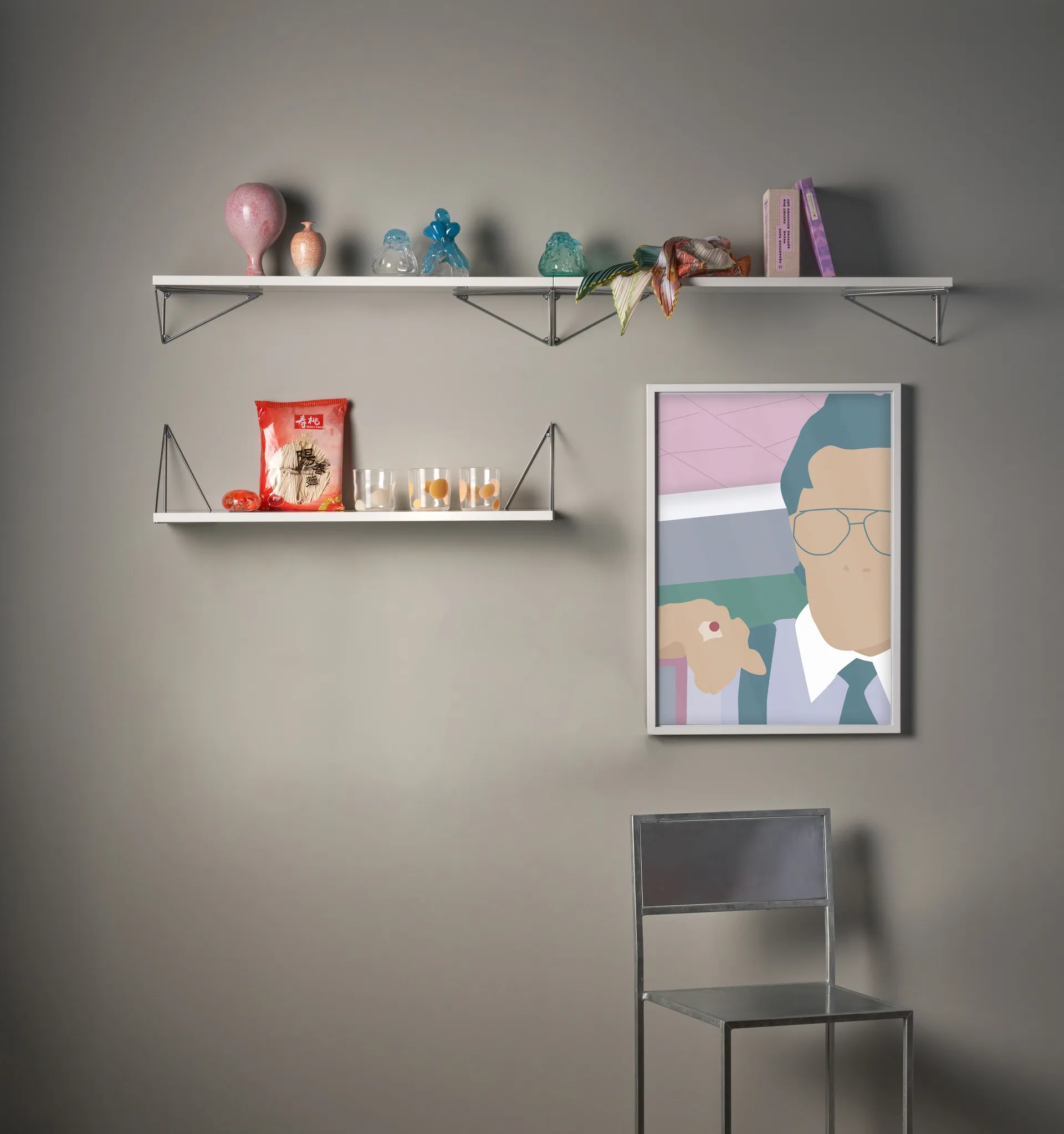 Pythagoras hyllynkannatin, 2 kpl, kromi Maze