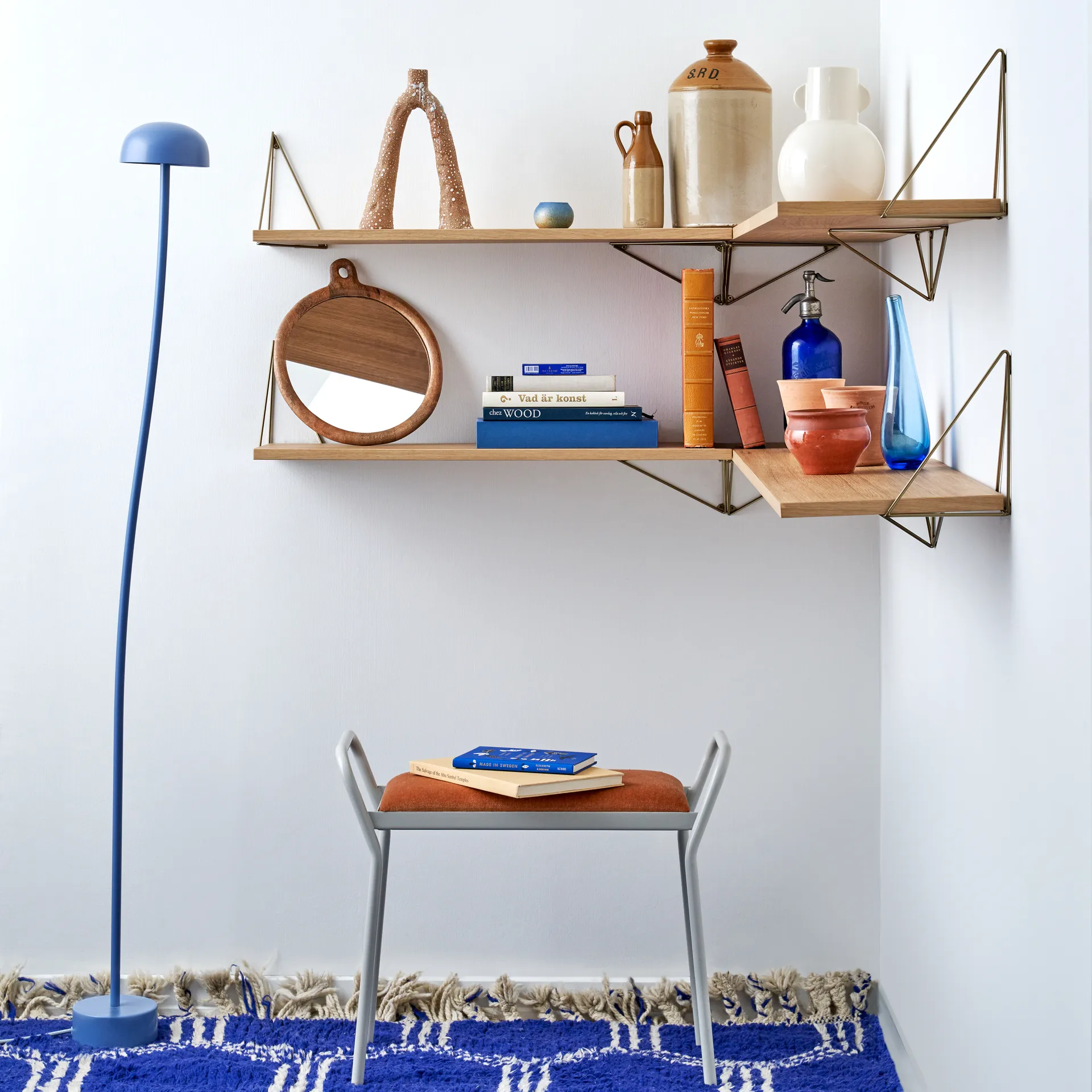 Pythagoras hyllynkannatin, 2 kpl, messinki Maze