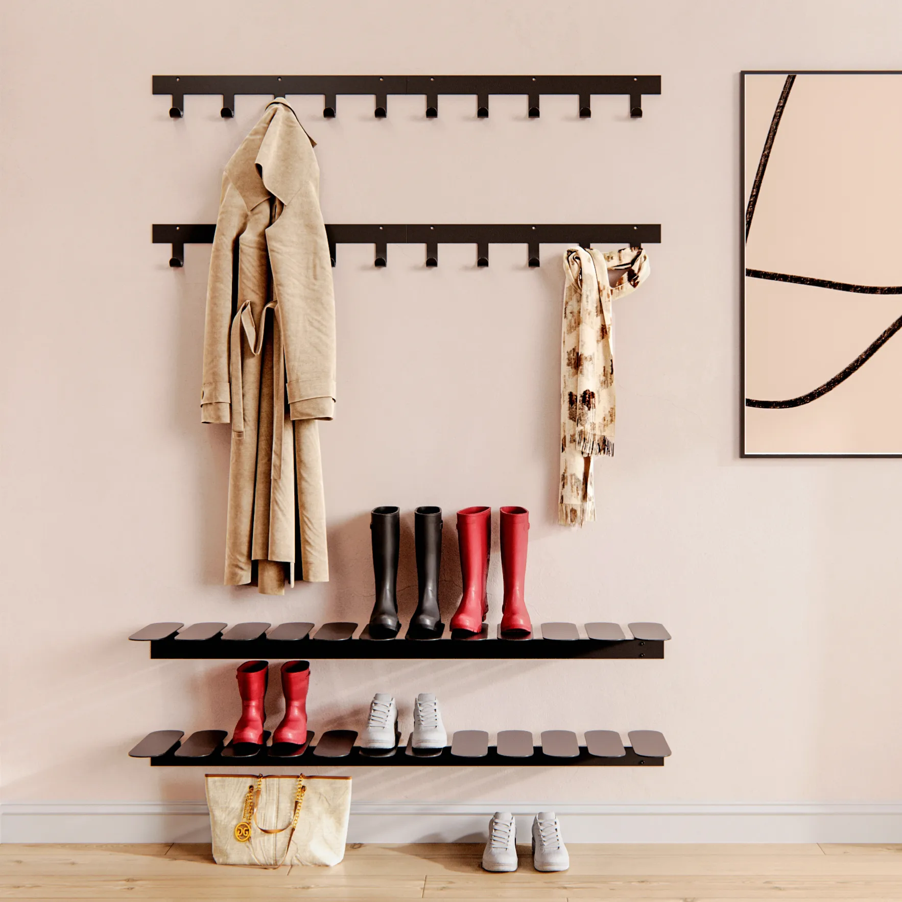 Step-kenkähylly, musta Maze