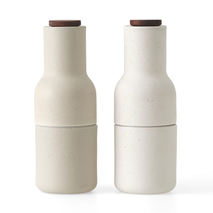 Bottle Grinder -maustemylly keramiikka, 2-pakkaus - Hiekka (saksanpähkinänvärinen kansi) - MENU