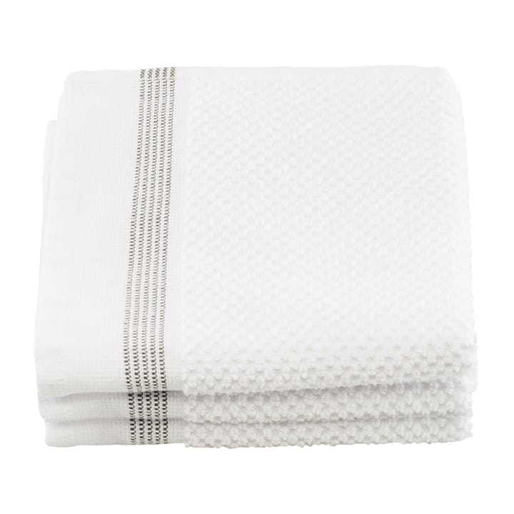 Meraki pyyheliina valkoinen harmailla viivoilla 3-pack - 30x30 cm - Meraki