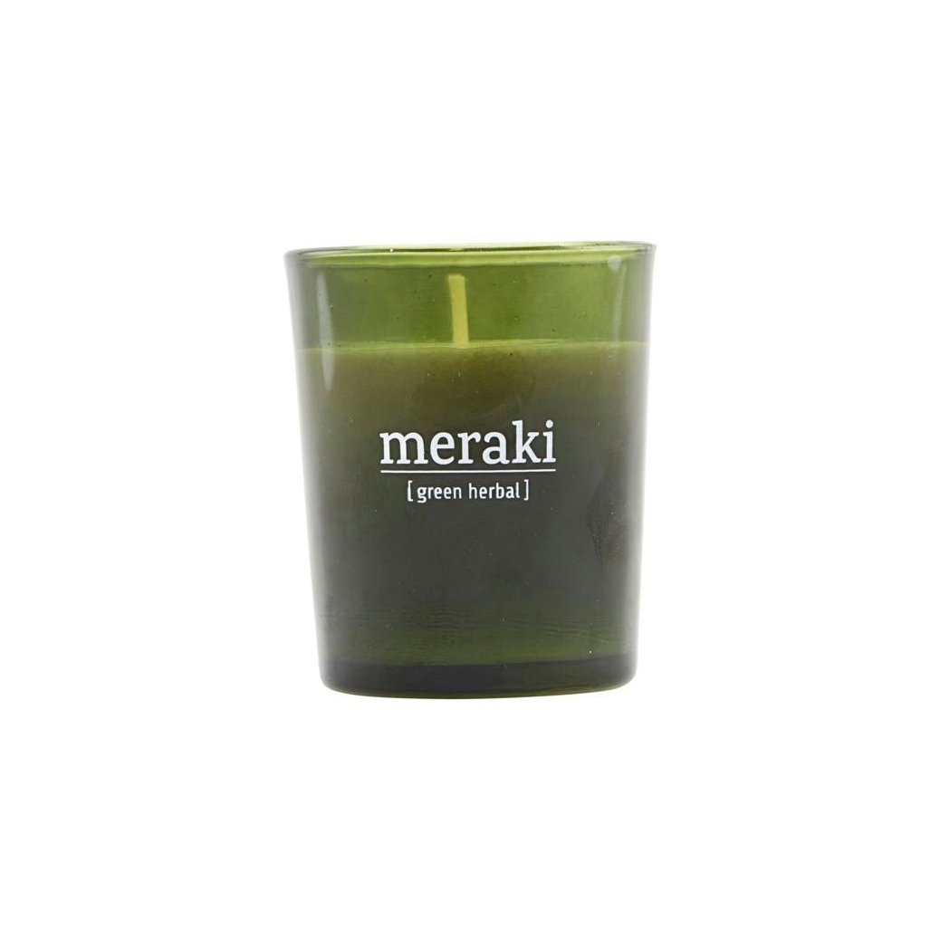 Meraki Meraki tuoksukynttilä vihreä lasi 12 tuntia Green herbal