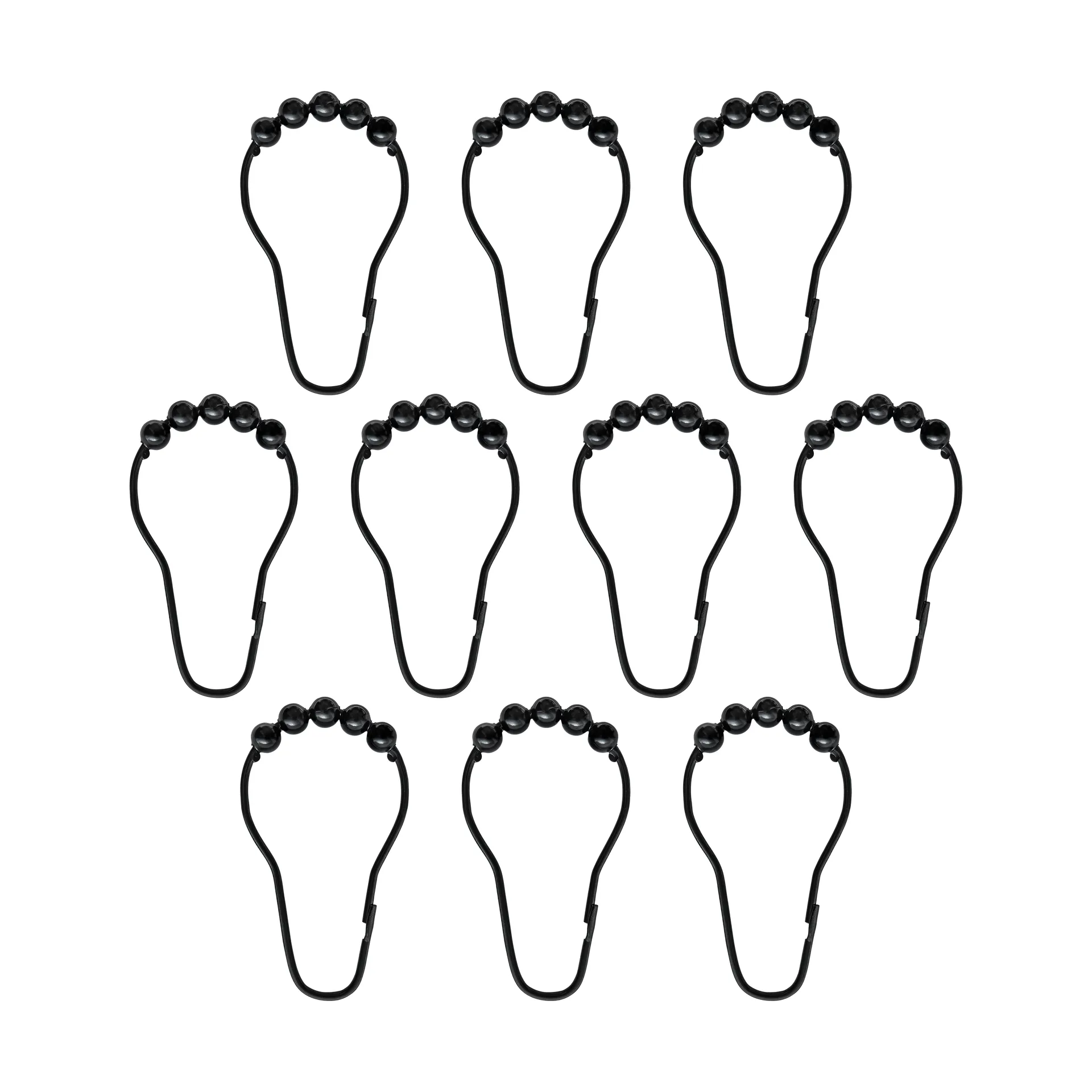 Aqua koukut suihkuverhoon 10-pakkaus, Musta Mette Ditmer