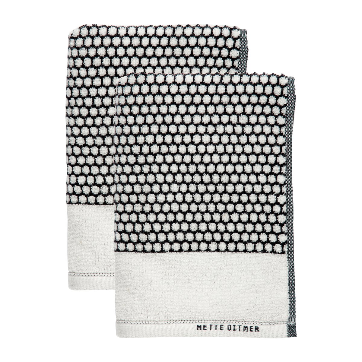 Mette Ditmer Grid vieraspyyhe 38 x 60 cm 2-pakkaus Musta-off white