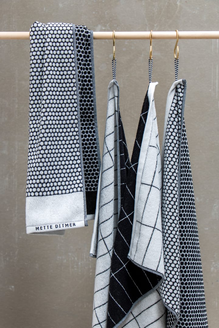 Grid vieraspyyhe 38 x 60 cm 2-pakkaus, Musta-off white Mette Ditmer