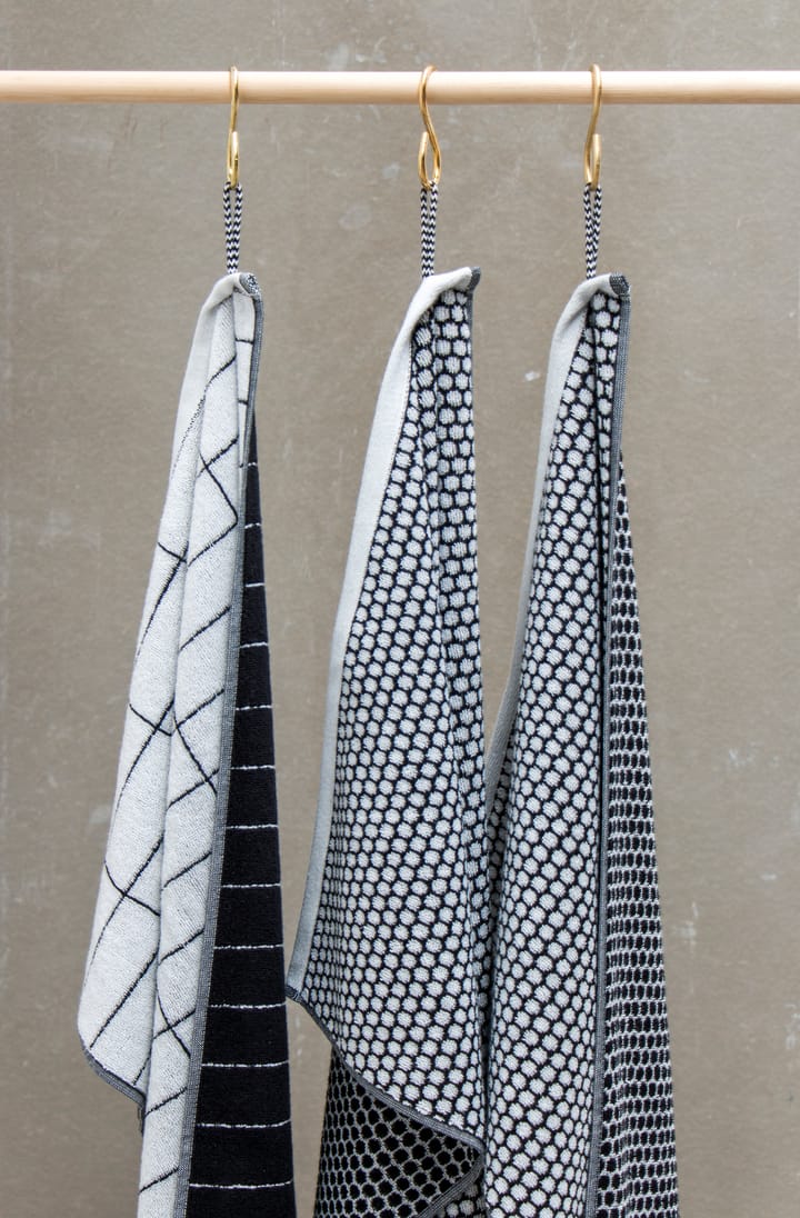 Grid vieraspyyhe 38 x 60 cm 2-pakkaus, Musta-off white Mette Ditmer