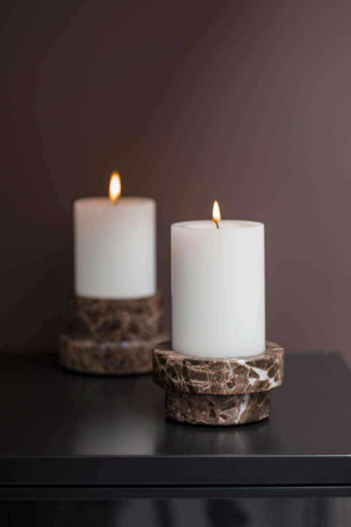 Marble kynttilänjalka pöytäkynttilälle 5 cm - Ruskea - Mette Ditmer