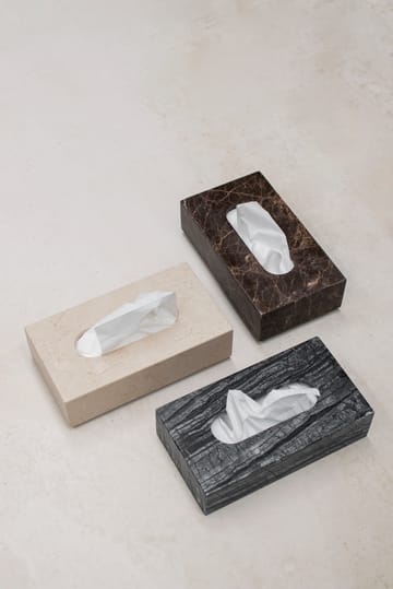 Marble nenäliinalaatikko 14x25,5 cm - Musta-harmaa - Mette Ditmer