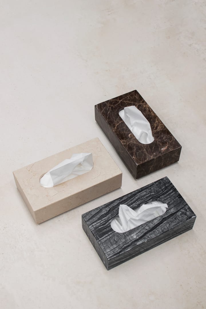 Marble nenäliinalaatikko 14x25,5 cm, Musta-harmaa Mette Ditmer