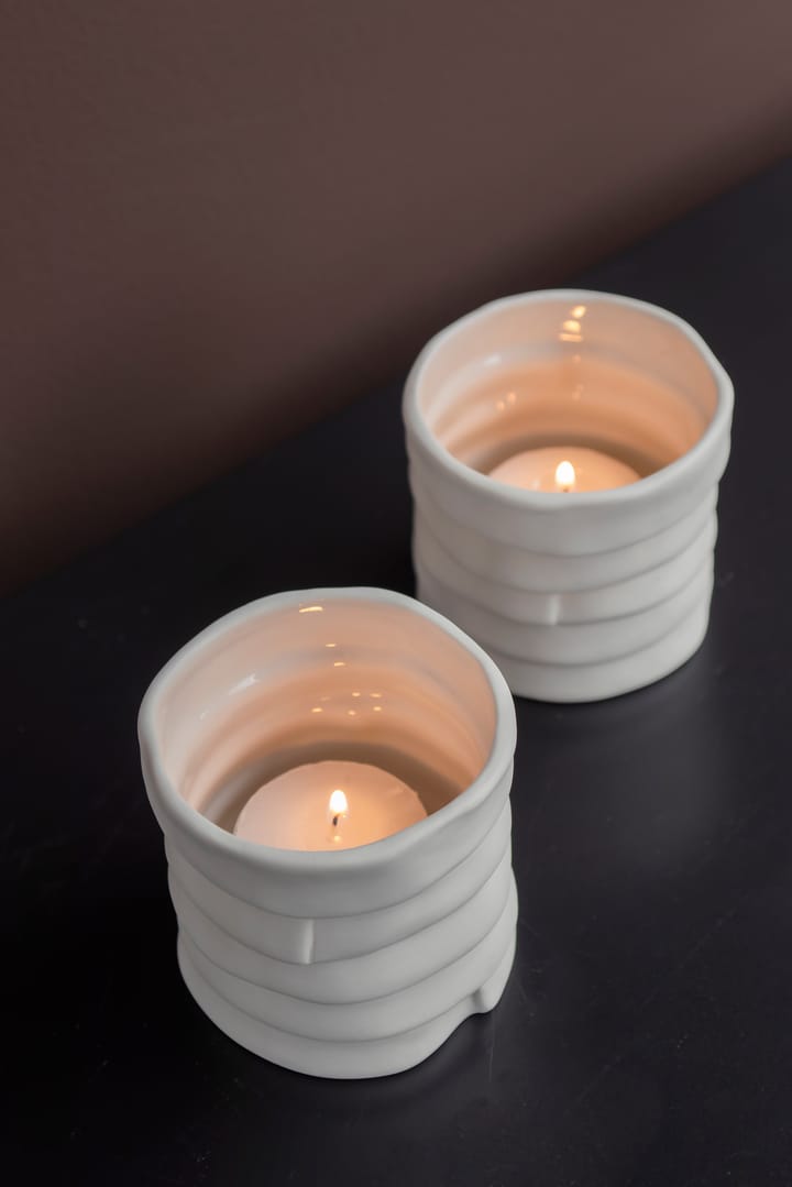Ribbon kynttilälyhty Ø7 cm 2 kpl - Off-white - Mette Ditmer