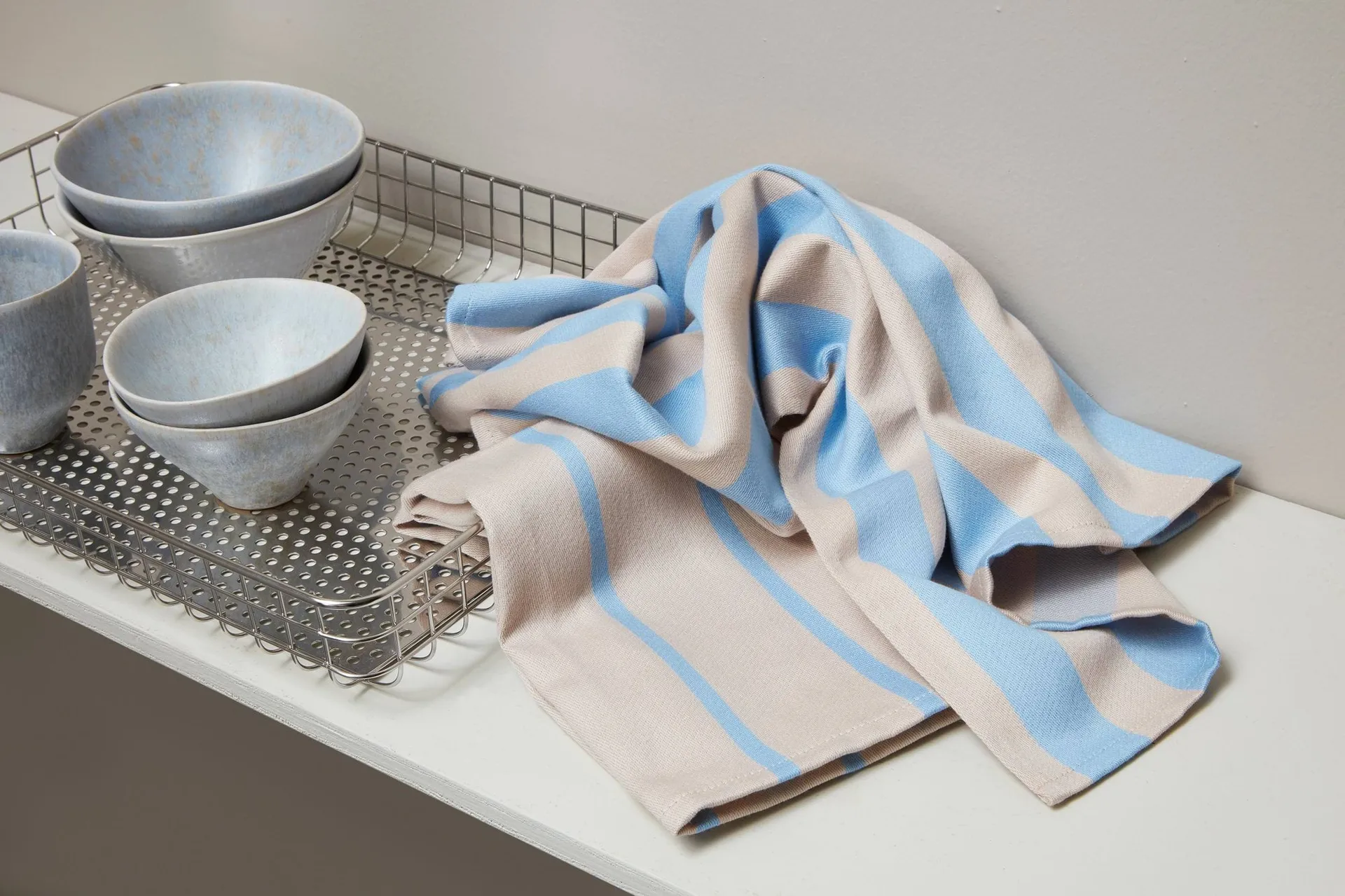 Stripes keittiöpyyhe 50x70 cm 2 kpl, Blue-beige (sininen-beige), 50x70 cm Mette Ditmer