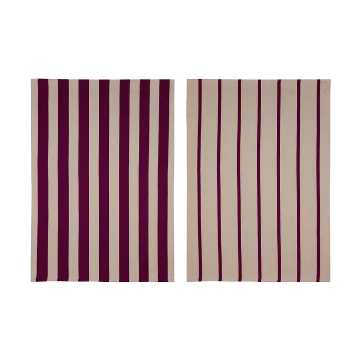 Stripes keittiöpyyhe 50x70 cm 2 kpl - Red-Beige (punainen-beige), 50x70 cm - Mette Ditmer