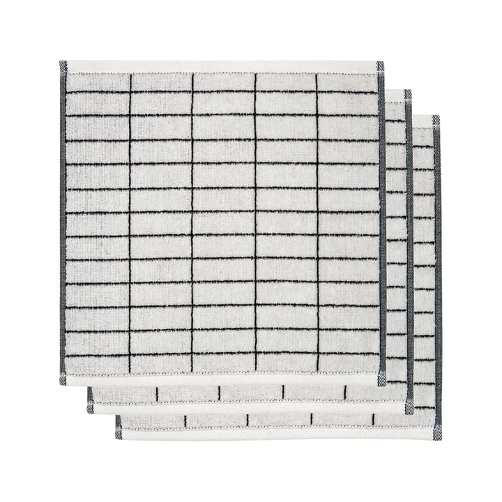 Tile stone pyyhe 31x31 cm 3-pack - Musta-off white - Mette Ditmer