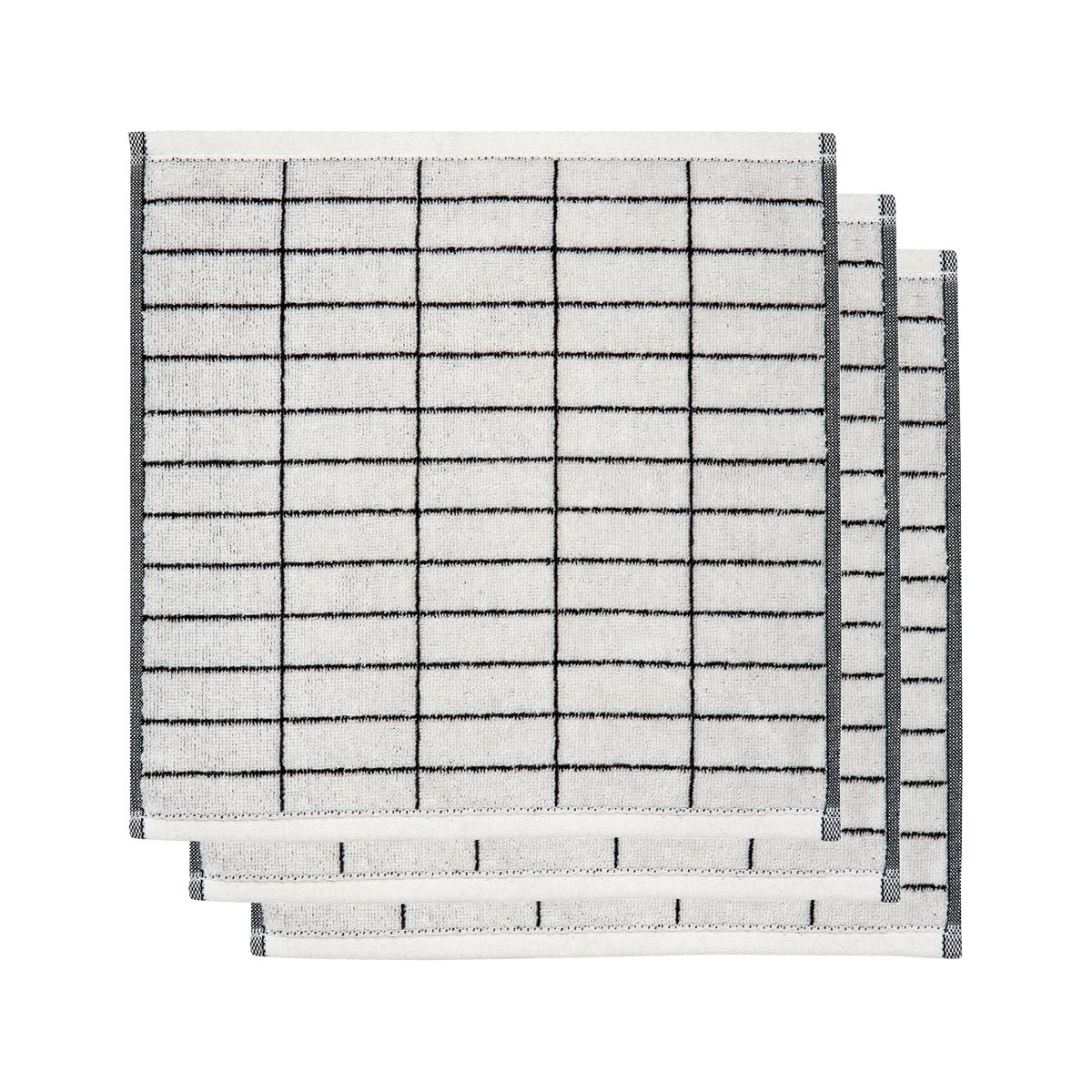 Mette Ditmer Tile stone pyyhe 31×31 cm 3-pack Musta-off white