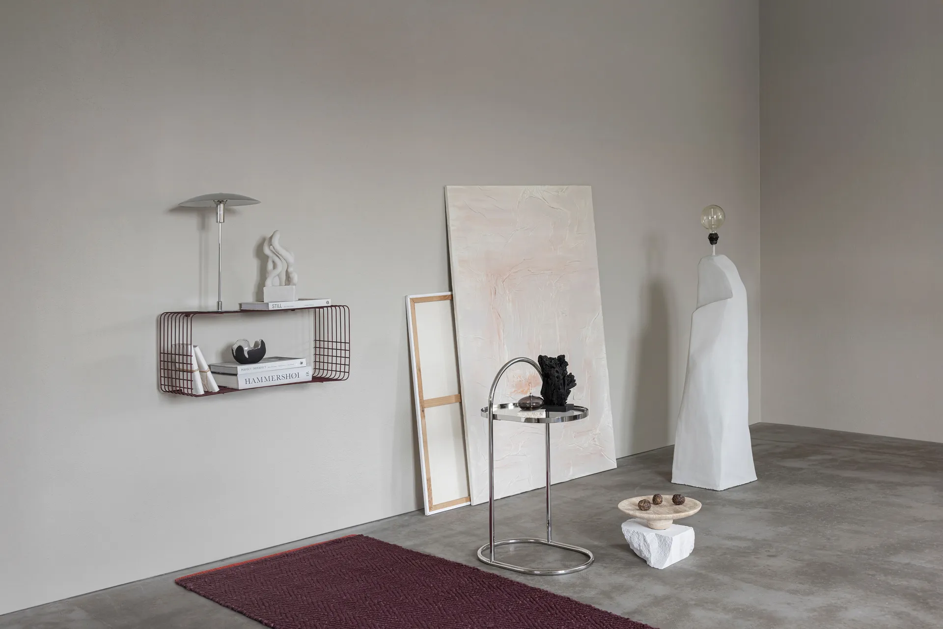 Travertiini jalusta, Pellava, Ø32×8,5 cm Mette Ditmer