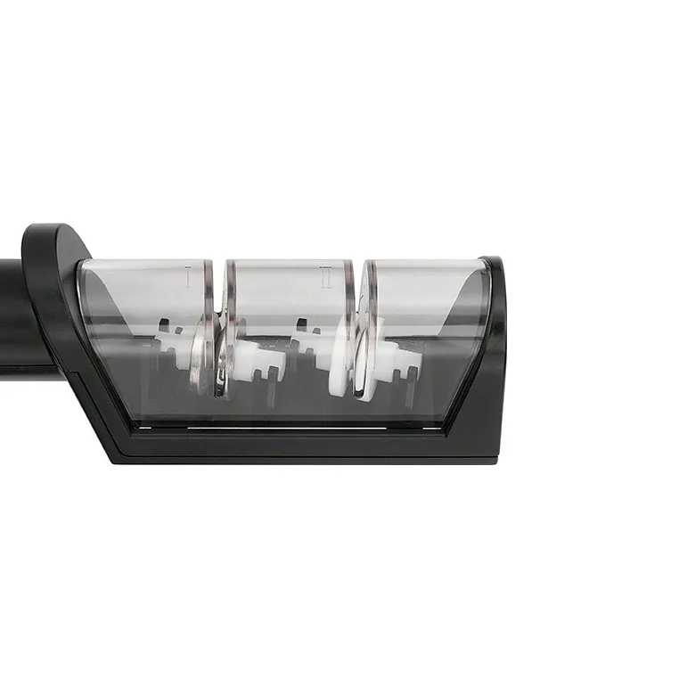 Miyabi Toishi Pro -veitsenteroitin kahdella teroituspyörällä, musta Miyabi