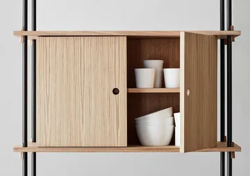 Hyllyjärjestelmä hylly kaapilla - Savutammi-warm grey, 163×200×35 cm, S.200.2.C - MOEBE