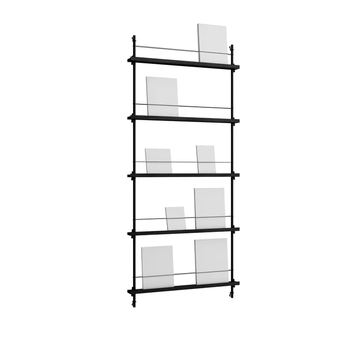 Magazine Shelving lehtiteline - Black, 85x180x7 cm, MS.180.1 - MOEBE