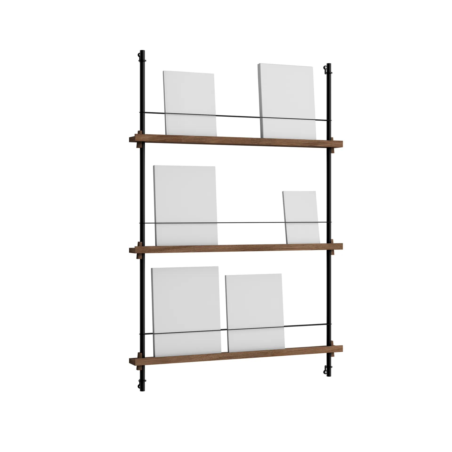Magazine Shelving lehtiteline, Savustettu tammi-black, 85×115×7 cm, MS.115.1 MOEBE