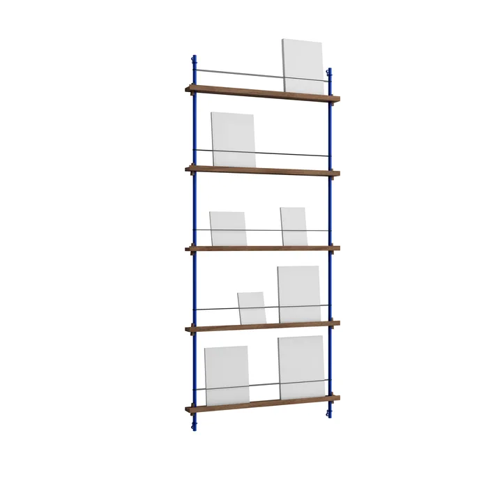 Magazine Shelving lehtiteline - Savustettu tammi-deep blue, 85×180×7 cm, MS.180.1 - MOEBE