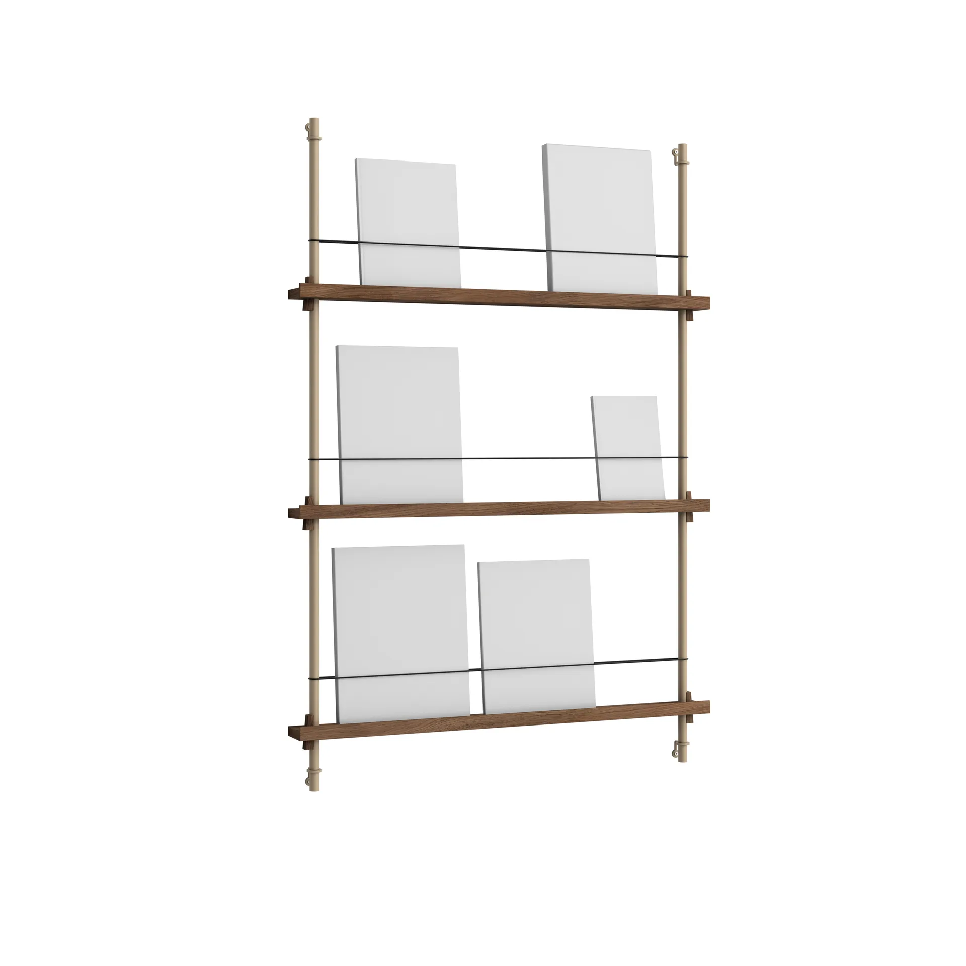 Magazine Shelving lehtiteline, Savustettu tammi-warm grey, 85×115×7 cm, MS.115.1 MOEBE