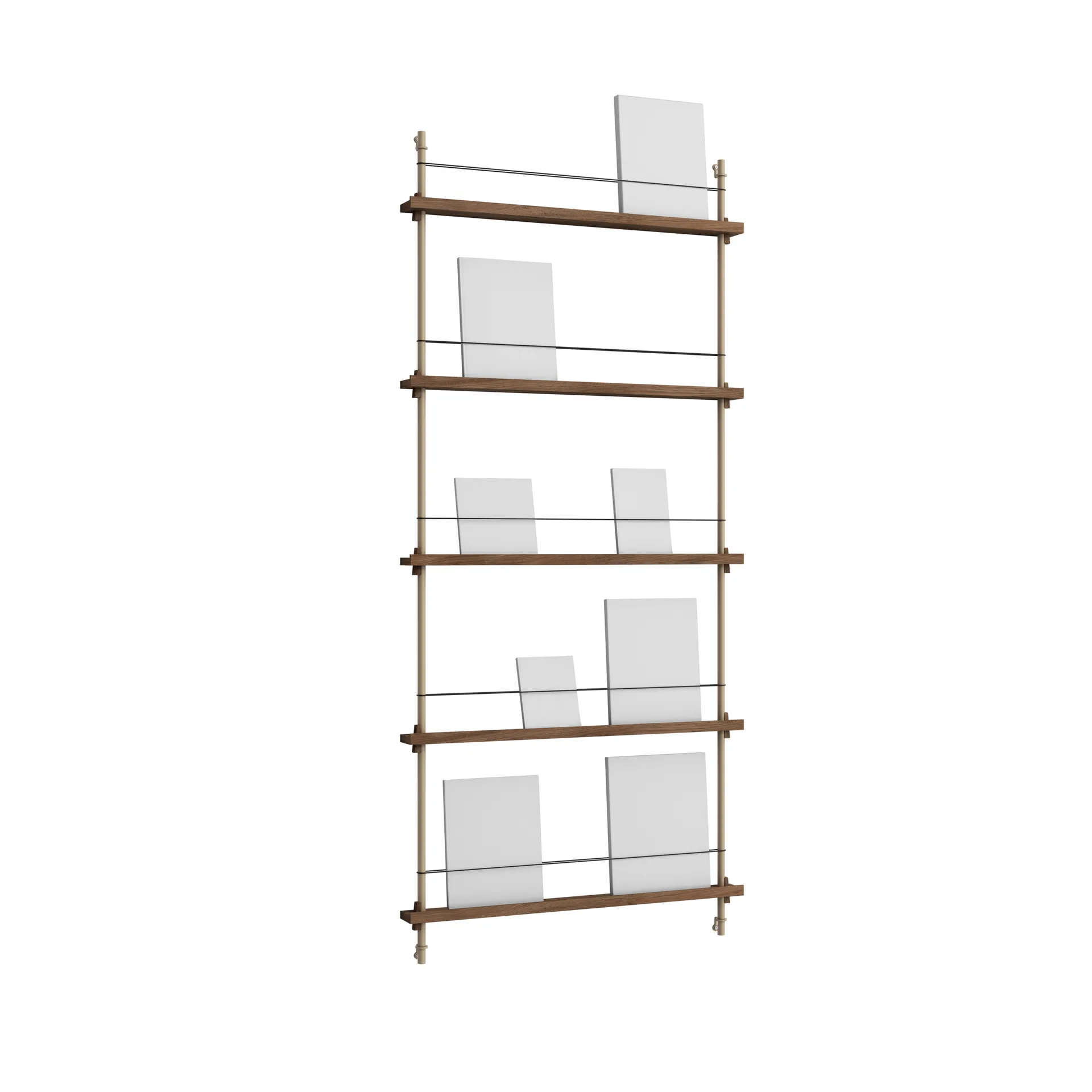 Magazine Shelving lehtiteline, Savustettu tammi-warm grey, 85×180×7 cm, MS.180.1 MOEBE