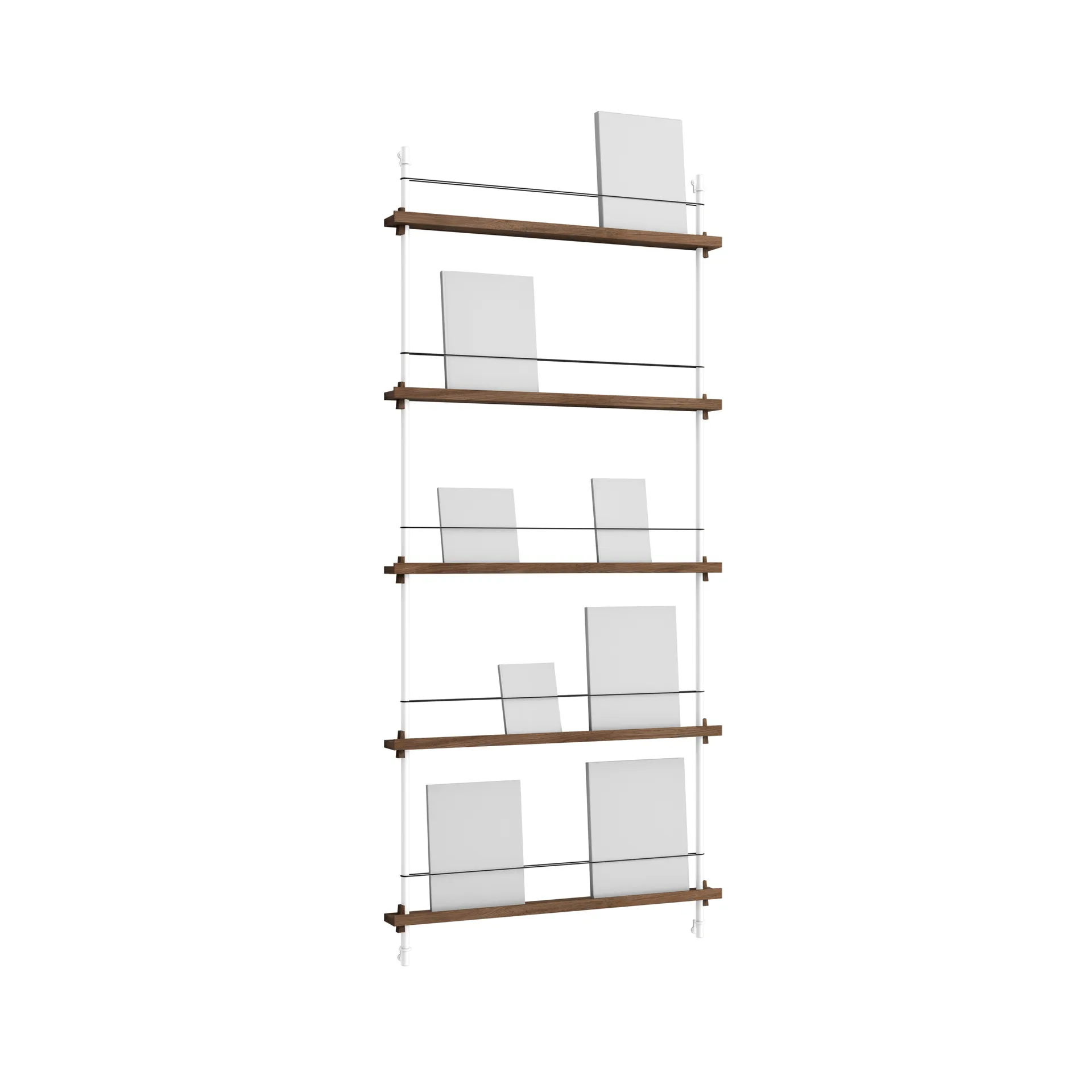 Magazine Shelving lehtiteline, Savustettu tammi-white, 85×180×7 cm, MS.180.1 MOEBE