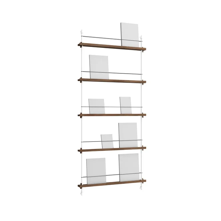 Magazine Shelving lehtiteline - Savustettu tammi-white, 85×180×7 cm, MS.180.1 - MOEBE