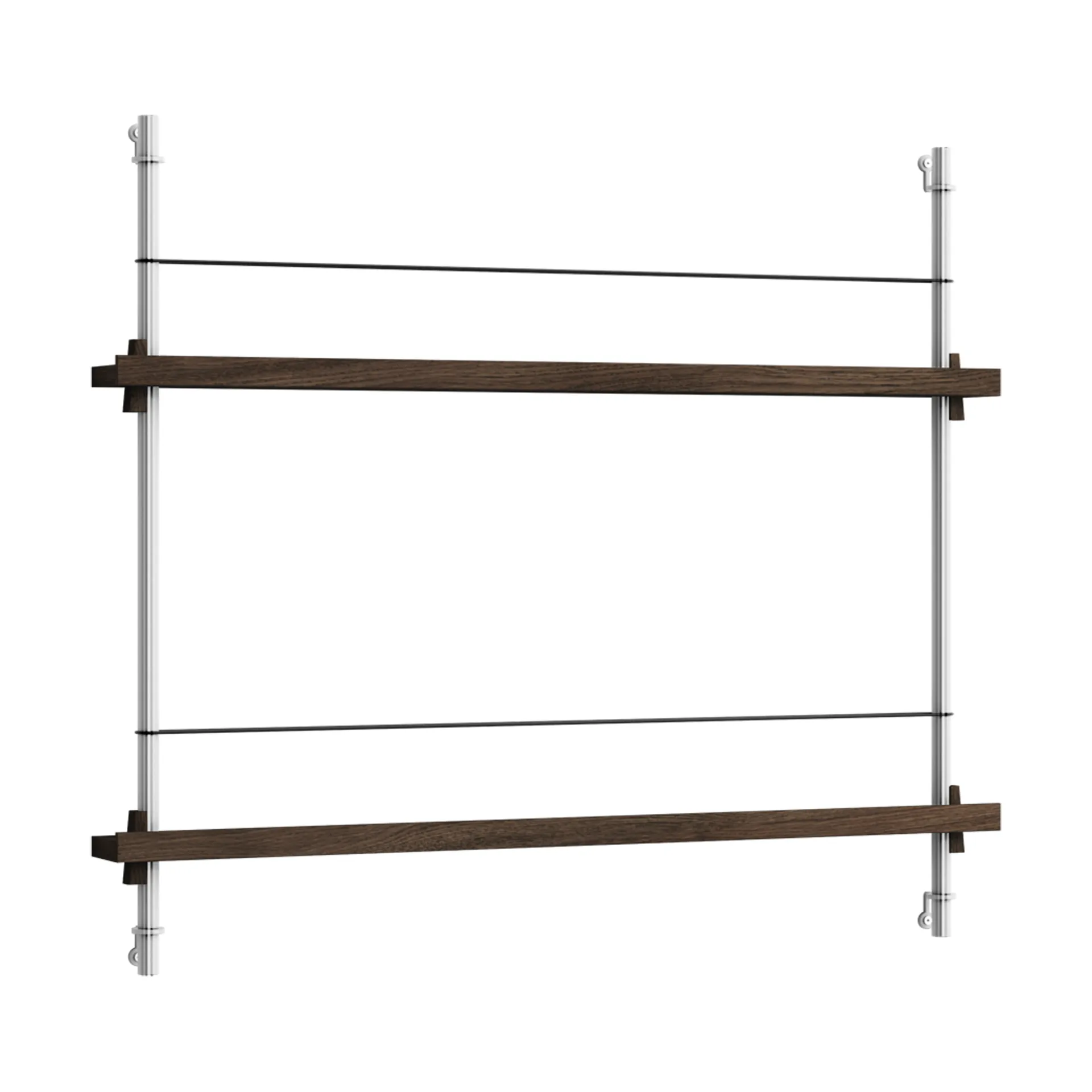 Magazine Shelving lehtiteline, Savustettu tammi–ruostumaton teräs, 85×65×7 cm, MS.65.1 MOEBE