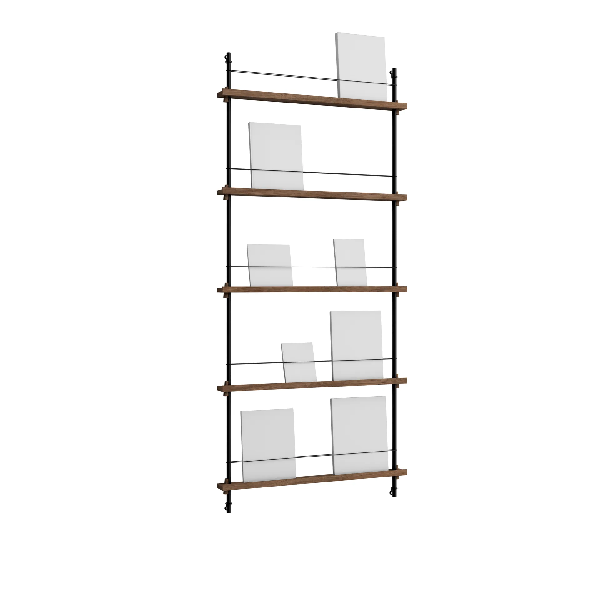 Magazine Shelving lehtiteline, Savutammi-black, 85×180×7 cm, MS.180.1 MOEBE