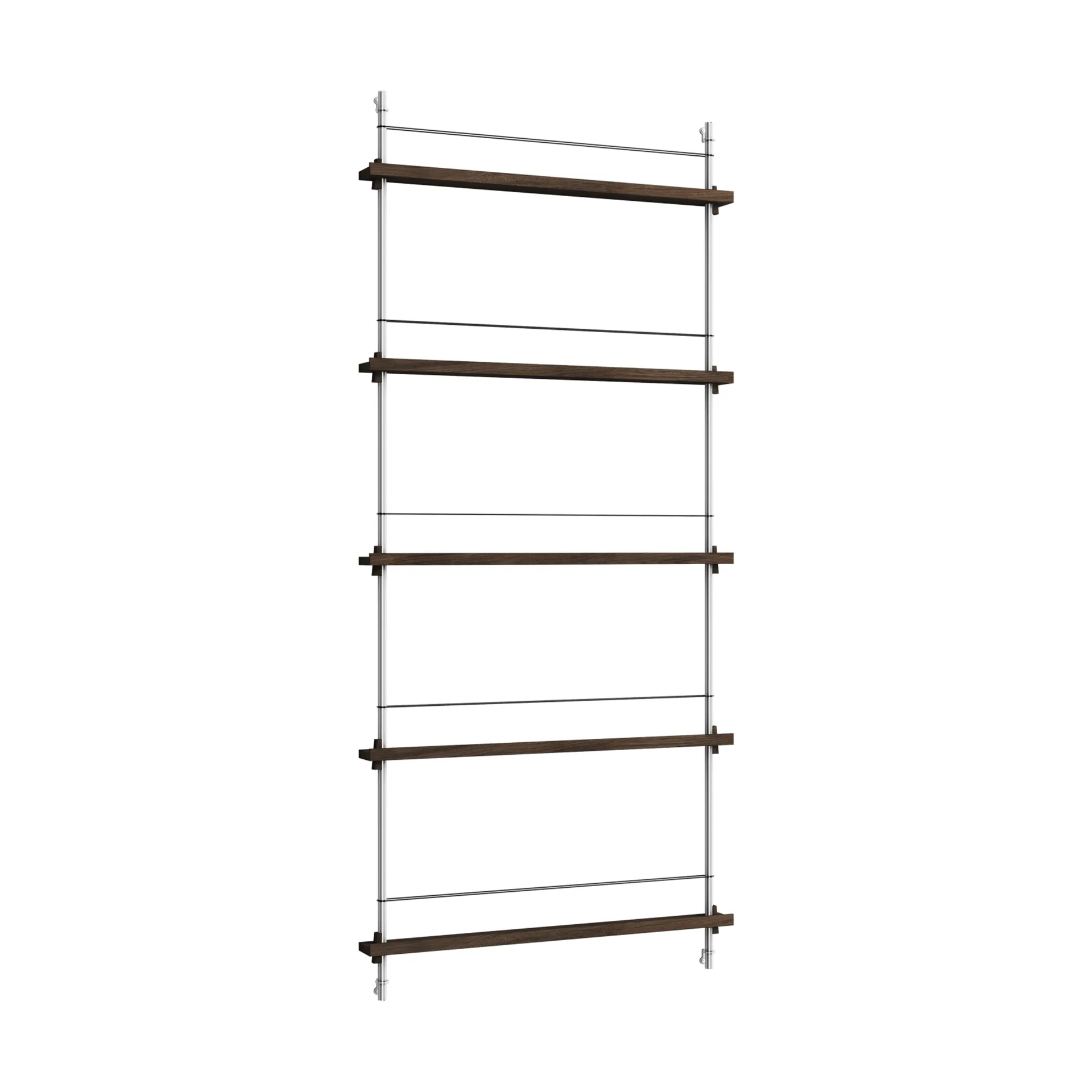 Magazine Shelving lehtiteline, Savutammi-ruostumaton teräs, 85×180×7 cm, MS.180.1 MOEBE