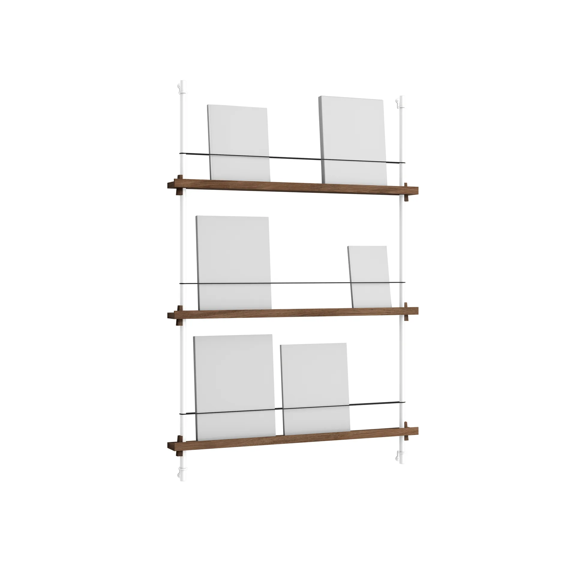 Magazine Shelving lehtiteline, Savutammi-white, 85×115×7 cm, MS.115.1 MOEBE