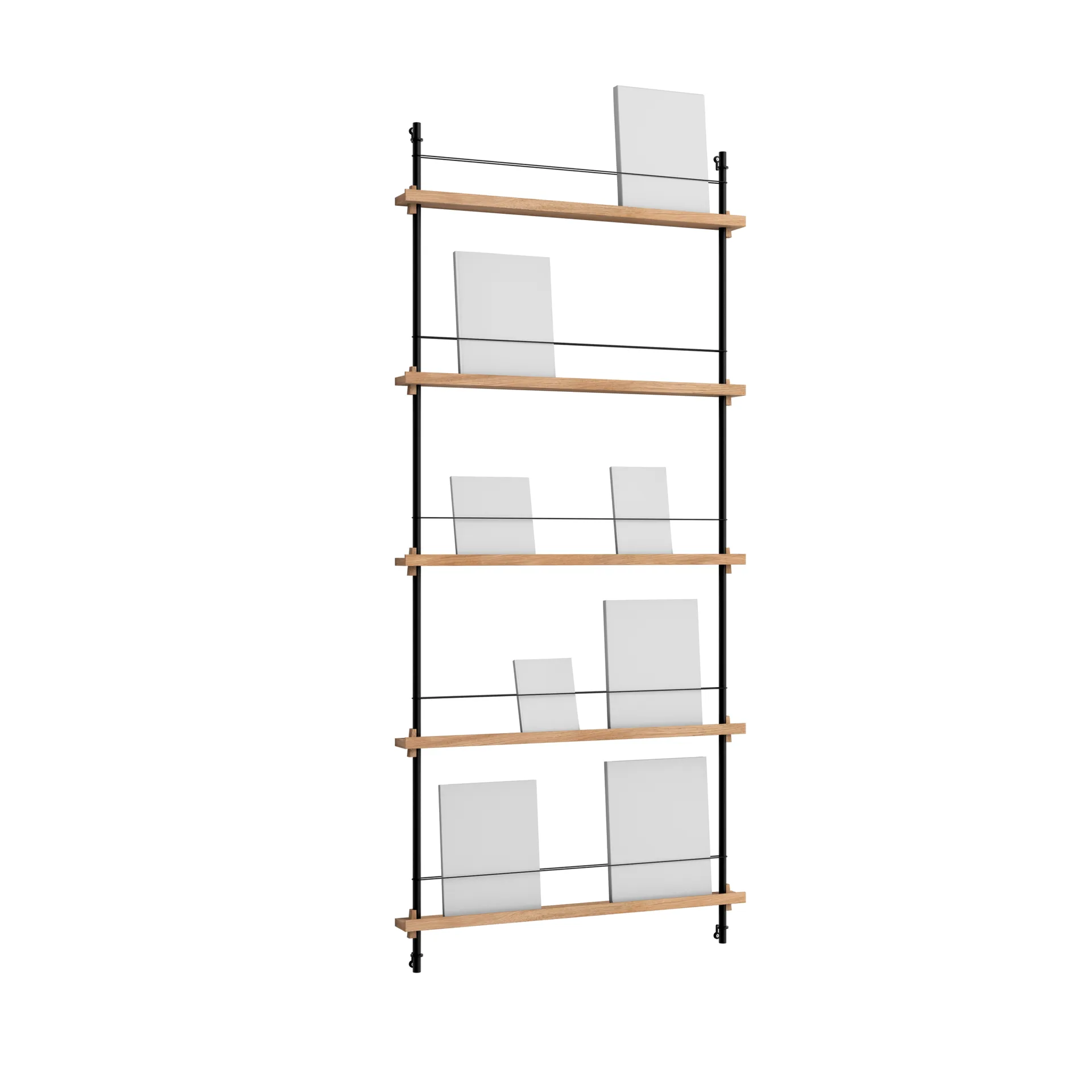 Magazine Shelving lehtiteline, Tammi-black, 85x180x7 cm, MS.180.1 MOEBE