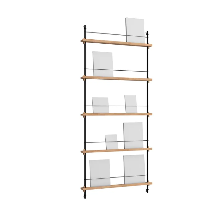 Magazine Shelving lehtiteline - Tammi-black, 85x180x7 cm, MS.180.1 - MOEBE