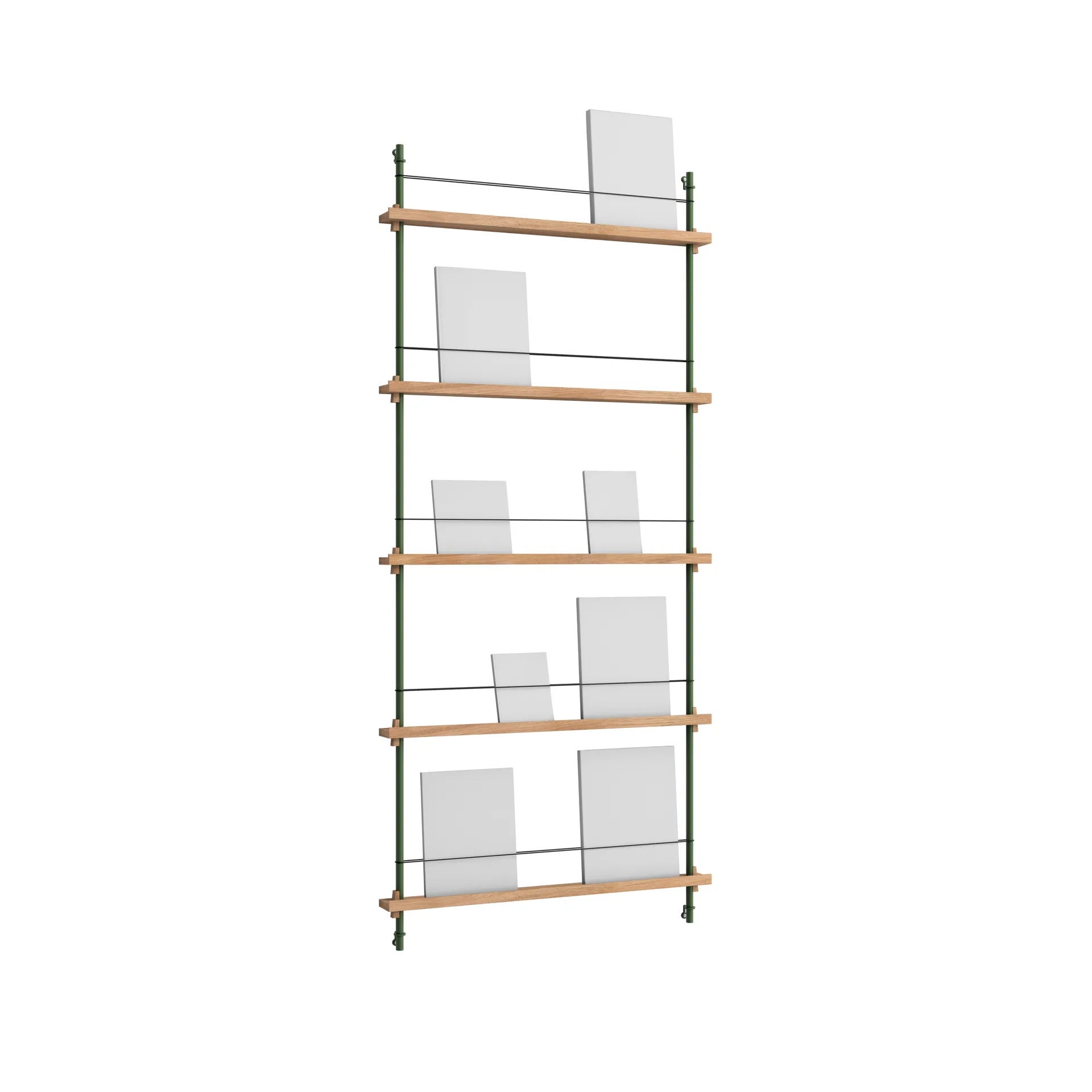 Magazine Shelving lehtiteline, Tammi-pine green, 85×180×7 cm, MS.180.1 MOEBE