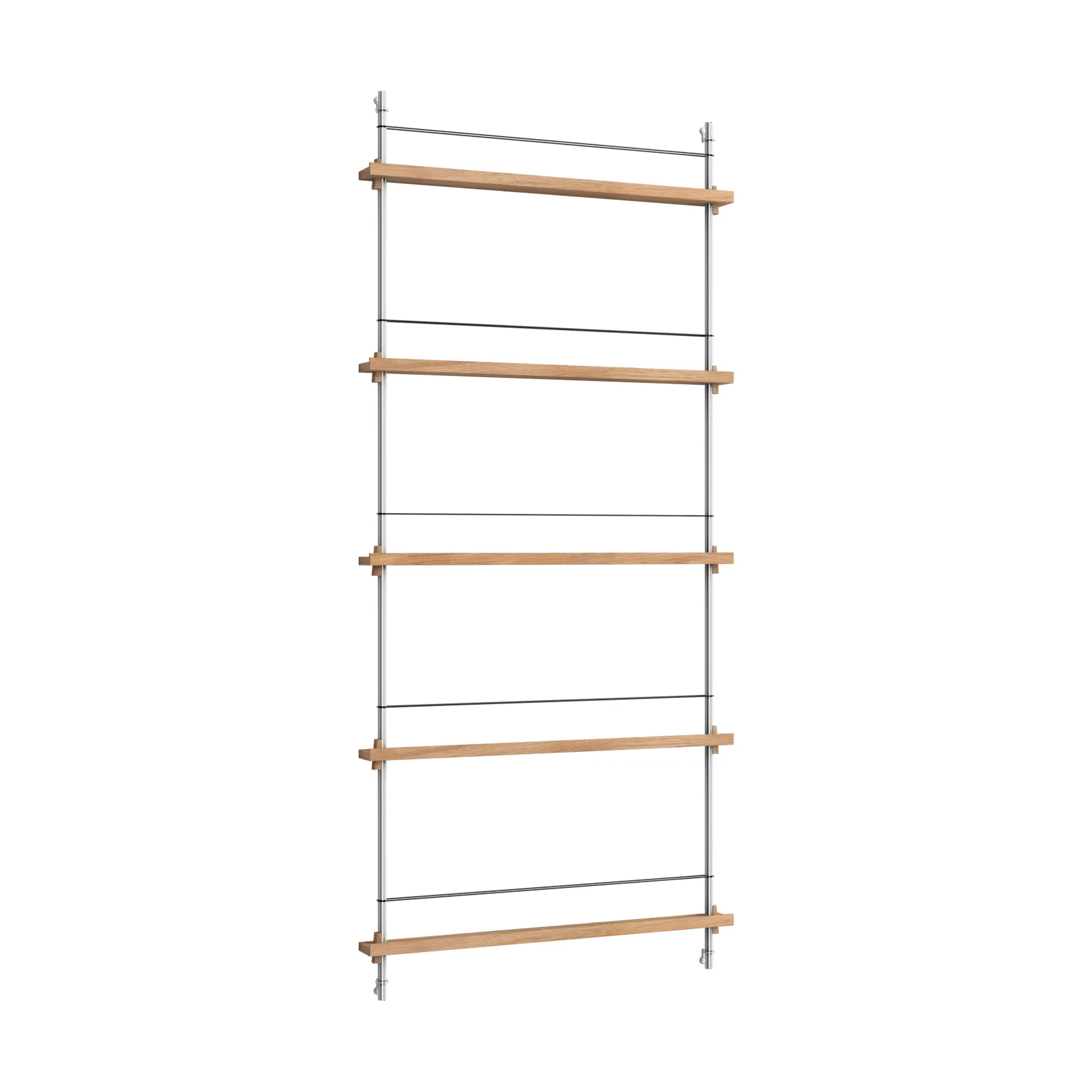 Magazine Shelving lehtiteline, Tammi ruostumaton teräs, 85×180×7 cm, MS.180.1 MOEBE