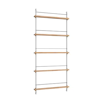 Magazine Shelving lehtiteline - Tammi ruostumaton teräs, 85×180×7 cm, MS.180.1 - MOEBE