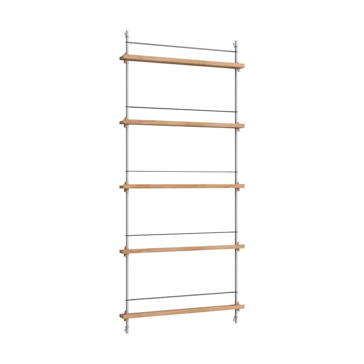 Magazine Shelving lehtiteline - Tammi ruostumaton teräs, 85×180×7 cm, MS.180.1 - MOEBE