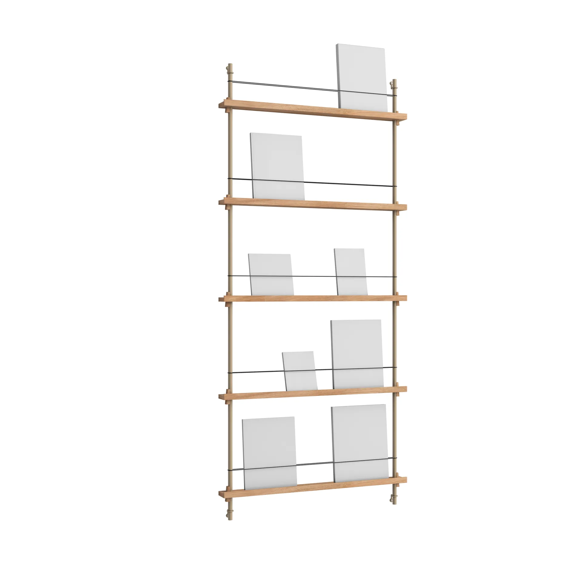 Magazine Shelving lehtiteline, Tammi-warm grey, 85×180×7 cm, MS.180.1 MOEBE