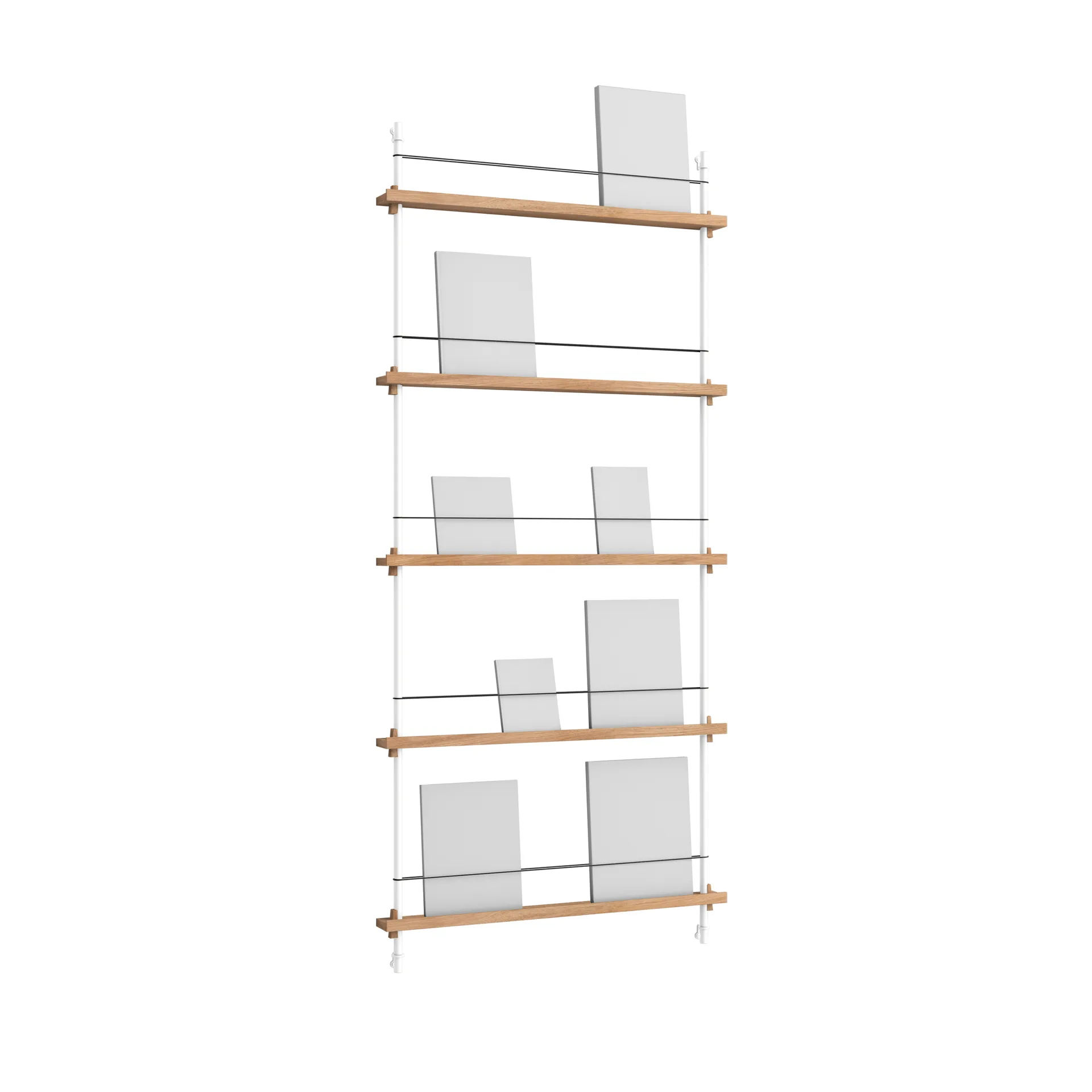 Magazine Shelving lehtiteline, Tammi-white, 85×180×7 cm, MS.180.1 MOEBE