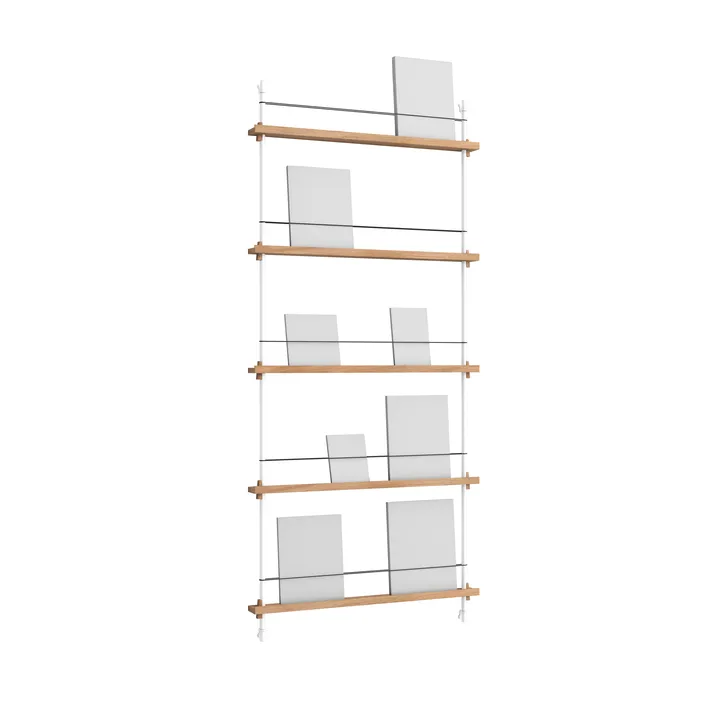 Magazine Shelving lehtiteline - Tammi-white, 85×180×7 cm, MS.180.1 - MOEBE